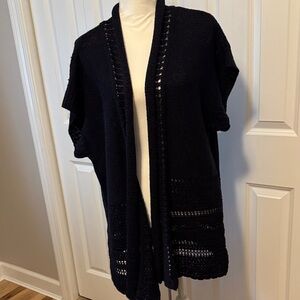 Elegant Black Open-Front Sweater